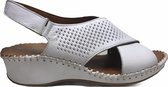 Manlisa velcro 5 cm sleehak perforaties lederen comfort sandalen S147-20-1930 wit mt 41