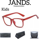 JANDS. Kids computerbril - Met Hardcase - Kinderbril - Kinder Blauw Licht Bril - Anti Blue Light - Tegen Vermoeide Ogen - Zonder Sterkte - Rood - Met Gratis Accessoires