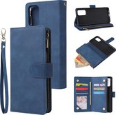 Luxe Telefoonhoesje voor Samsung Galaxy S20 | Hoogwaardig Leren Bookcase | Lederen Wallet Case | Luxe Uitstraling | Pasjeshouder 6 pasjes | Portemonnee | Rits | Blauw