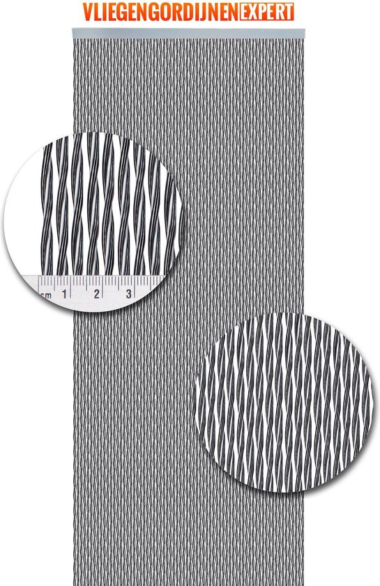 Vliegengordijnenexpert pvc slierten monza zwart zilver 92x210 cm