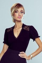 Eldar Kaja elegante damesblouse met kant op de schouders zwart S