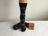 Fiets Sokken - Fiets Design Sokken - 1 Paar Zwarte Sokken - Katoenen sokken - Maat 36-41