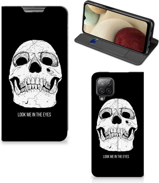 Voor u Verschillende goederen Mantel GSM Hoesje Samsung Galaxy A12 Bookcase Skull Eyes | bol.com