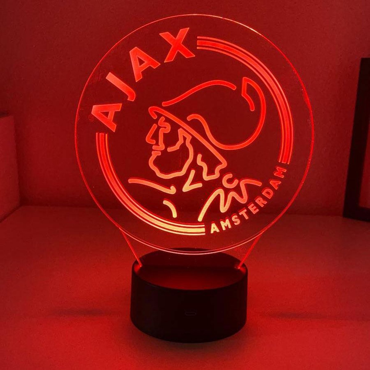 MONOO Voetbal Ajax Logo - 3D Acrylic LED Nachtlamp - Optische Illusie Lamp