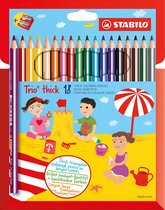 Crayons de couleur épais STABILO Trio - Coffret 24 couleurs + taille-crayon adapté