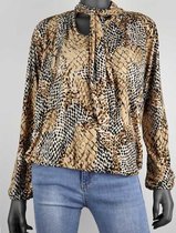 Top Inez Dierprint Beige met Zwart