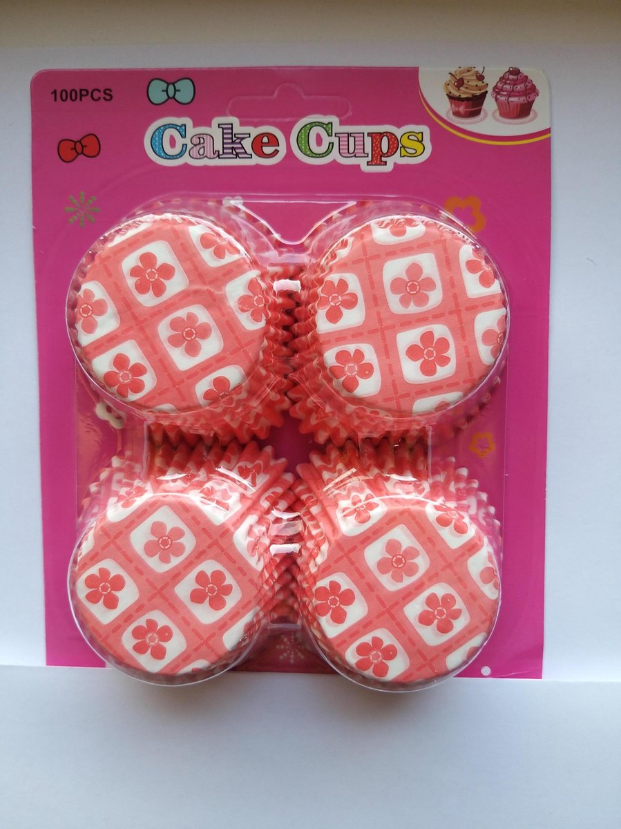 Cupcake Vormpjes Papier - Muffin Vormpjes - 100 stuks - Diameter 5 cm - Roze Bloemetjes