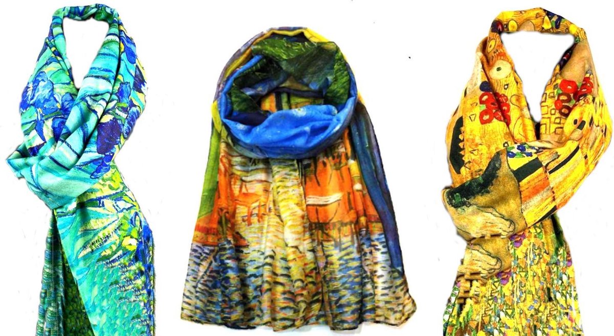 HH - kunst - sjaal dames - sjaals - sjaal kunst - sjaal van gogh - sjaal klimt - sjaals - sjaal katoen - sjaal artistiek - sjaal diverse kleuren