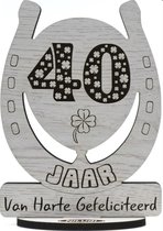 40 jaar - houten verjaardagskaart - wenskaart om iemand te feliciteren - kaart 40ste verjaardag 40 - 12.5 x 17.5 cm