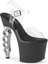 Pleaser Sandaal met enkelband, Paaldans schoenen -35 Shoes- IRONGRIP-708 Paaldans schoenen Zwart/Transparant