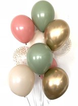 Huwelijk / Bruiloft - Geboorte - Verjaardag ballonnen | Oud Rose - Groen - Goud - Beige - Transparant - Polkadot Dots | Baby Shower - Kraamfeest - Fotoshoot - Wedding - Birthday - Party - Feest - Huwelijk | Decoratie | DH collection