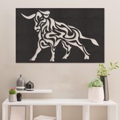 Wanddecoratie - Stier Paneel - Hout - Wall Art - Muurdecoratie - Zwart - 89 x 55 cm