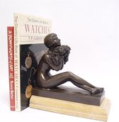 Boekensteun - Art Deco - brons op marmer