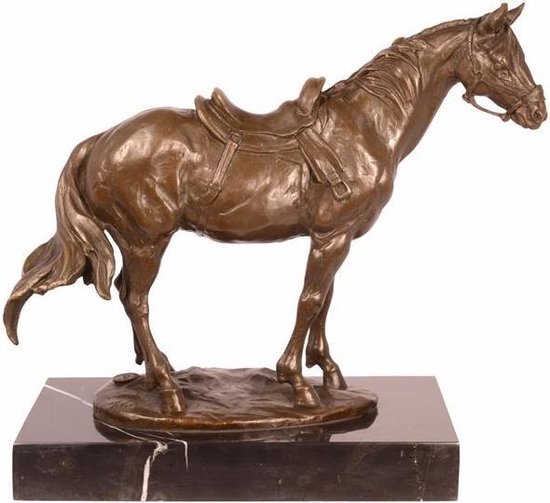 Beeld - Gezadeld paard - Brons - 24,5 cm hoog