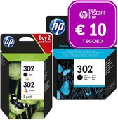 HP 302 - Inktcartridge kleur & 2x zwart (3-pac