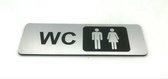 Deurbordje - WC bordje - WC - Toiletbord - Bordje - RVS Look - Pictogram – Heren Dames – Vrouw - Man  - Zelfklevend - 150 mm x 50 mm x 1,6 mm - 5 Jaar Garantie