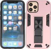 iPhone 12 - iPhone 12 Pro Hoesje - Tough Armor Hardcase - Telefoonhoesje Met Standfunctie - Bestcases Backcover - Roze