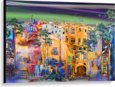 Canvas  - Gekleurde Huizen  - 100x75cm Foto op Canvas Schilderij (Wanddecoratie op Canvas)