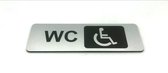 Deurbordje - WC bordje - WC - Toiletbord - Bordje - RVS Look - Pictogram – Invaliden -  Zelfklevend - 150 mm x 50 mm x 1,6 mm - 5 Jaar Garantie