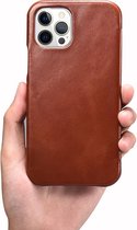 Leren bookcase iPhone 12 Pro Max - Retro case iPhone - Bruin