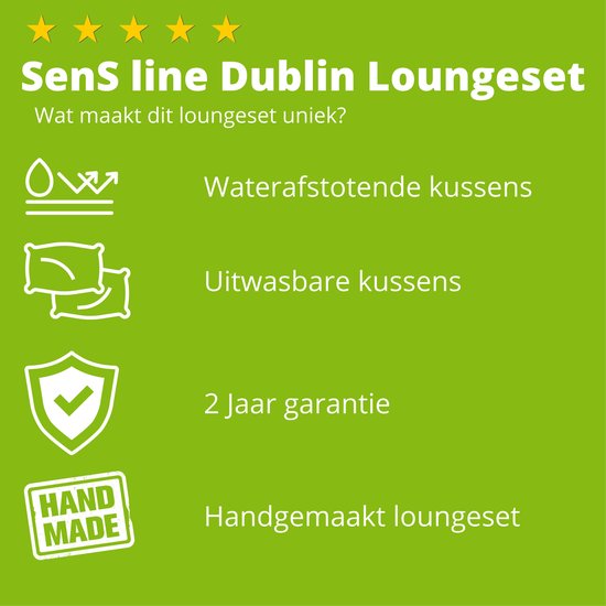 SenS-line Dublin Loungeset- Wit - Aluminium - 2 jaar garantie - Hoekset - Tuinset - Exclusief - Inclusief twee stoelen - Merk SenS line - SenS-Line
