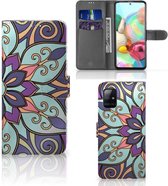 Mobiel Bookcase Geschikt voor Samsung Galaxy A71 Smartphone Hoesje Purple Flower