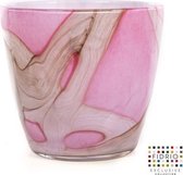 Design pot Oval - Fidrio PINK FLAME - glas, mondgeblazen - diameter 18 cm hoogte 25 cm