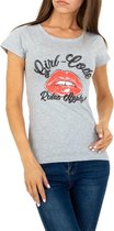 t-shirt grijs met print lippen maat M