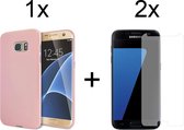 Samsung S7 Hoesje - Samsung galaxy S7 hoesje roze siliconen case hoes cover hoesjes - 2x Samsung S7 screenprotector