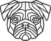 Hout-Kado - Mopshond - Small - Zwart - Geometrische dieren en vormen - Hout - Lasergesneden- Wanddecoratie