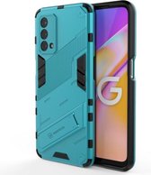 Voor OPPO A93 5G Punk Armor 2 in 1 PC + TPU schokbestendig hoesje met onzichtbare houder (blauw)