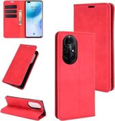 Voor Huawei nova 8 Pro 5G Retro-skin Business magnetische zuignap lederen tas met houder & kaartsleuven & portemonnee (rood)