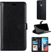 Voor Motorola Moto E7 Pure Kleur Horizontale Flip PU lederen tas met houder & kaartsleuven & portemonnee & fotolijst (zwart)