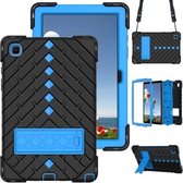 Schokbestendige Rhombus Robot pc + siliconen beschermhoes met houder en schouderriem voor Samsung Galaxy Tab A7 10.4 (2020) (zwart + blauw)