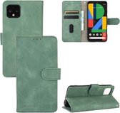 Voor Google Pixel 4 XL Effen kleur Skin Feel Magnetische gesp Horizontale flip kalftextuur PU lederen tas met houder & kaartsleuven & portemonnee (groen)