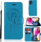 Voor Motorola Moto G Stylus (2021) Windgong Uil Embossing Patroon Horizontale Flip lederen tas met houder & kaartsleuven & portemonnee (blauw)