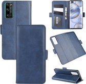 Voor Huawei Honor 30 Pro Dual-side magnetische gesp Horizontale flip lederen tas met houder & kaartsleuven & portemonnee (donkerblauw)