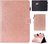 Voor Huawei MediaPad T3 10.0 Vernis Glitter Poeder Horizontale Flip Leren Case met Houder & Kaartsleuf (Rose Goud)