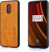 Voor OnePlus 6 Diaobaolee schokbestendig PU + TPU beschermhoes (geel)