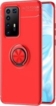 Voor Huawei P40 Pro metalen ringhouder 360 graden roterende TPU-hoes (rood + rood)