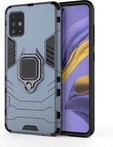 Voor Galaxy A51 schokbestendige pc + TPU beschermhoes met magnetische ringhouder (marineblauw)