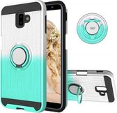Voor Galaxy J6 + 2 in 1 pc + TPU beschermhoes met 360 graden roterende ringhouder (mintgroen)