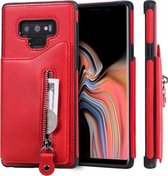 Voor Galaxy Note9 effen kleur dubbele gesp ritssluiting schokbestendig beschermhoes (rood)