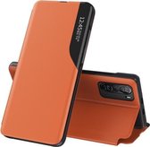 Voor Xiaomi Redmi K40 / K40 Pro Zijdisplay Magnetische schokbestendige horizontale flip lederen tas met houder (oranje)