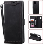 Voor Samsung Galaxy A52 5G / 4G Retro Splicing Horizontale Flip lederen tas met kaartsleuven & houder & portemonnee (zwart)