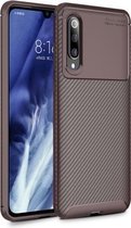Voor Xiaomi 9 Pro koolstofvezel textuur schokbestendig TPU-hoesje (bruin)