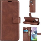 Retro kalfspatroon gesp horizontale flip lederen tas met houder & kaartsleuven & portemonnee voor Motorola Moto G 5G (donkerbruin)