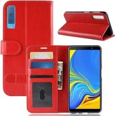 Voor Galaxy A7 (2018) / A750 Crazy Horse Texture Horizontale Flip lederen tas met houder & kaartsleuven & portemonnee (rood)