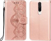 Voor Xiaomi Redmi K30 Flower Vine Embossing Pattern Horizontale Flip Leather Case met Card Slot & Holder & Wallet & Lanyard (Rose Gold)