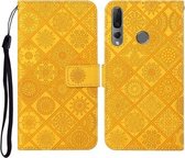 Voor Huawei P Smart Z / Y9 Prime 2019 Etnische Stijl Reliëfpatroon Horizontale Flip Leren Case met Houder & Kaartsleuven & Portemonnee & Lanyard (Geel)